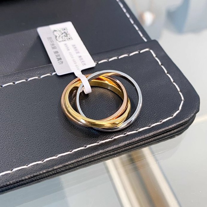 CELIE KALIRA欧美风轻奢三环三色彩金戒指蔡文静同款极简素圈指环