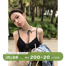 DULA好好家 辣妹蕾丝花边吊带背心女早春2024新款外穿修身短上衣