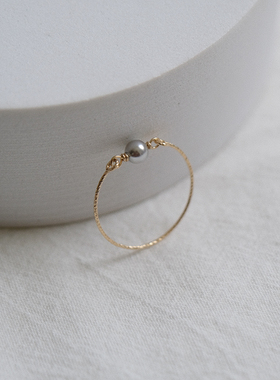 UNELGE新品灰珍珠简约戒指