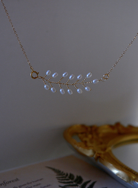 手作天然珍珠包金项链