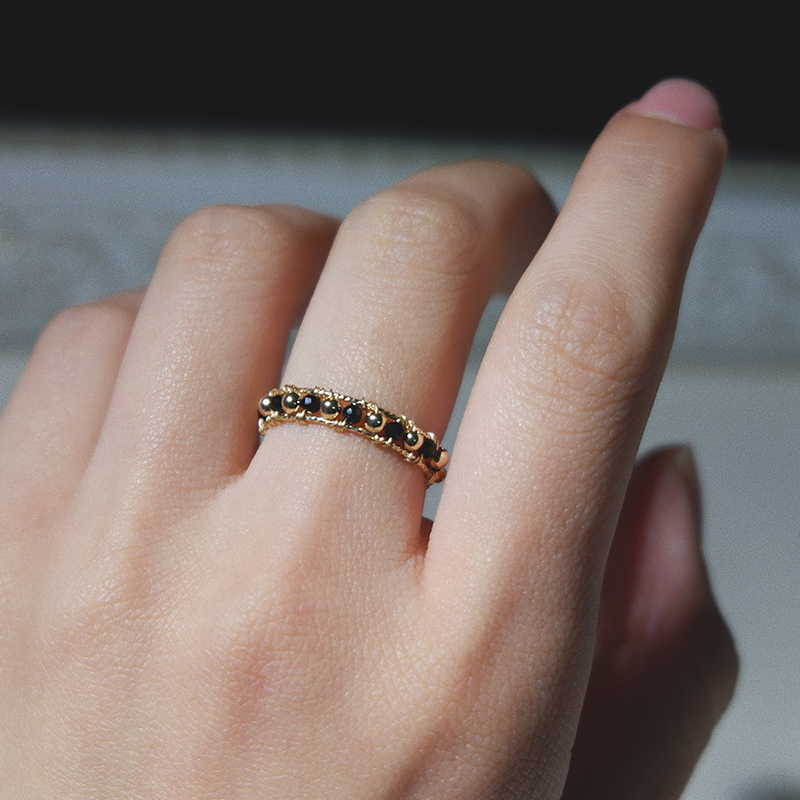2022戒指原创黑金色小香风女