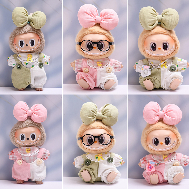 labubu娃衣一二三代坐坐派对17cm拉布布衣服Labubu着替蝴蝶结配饰