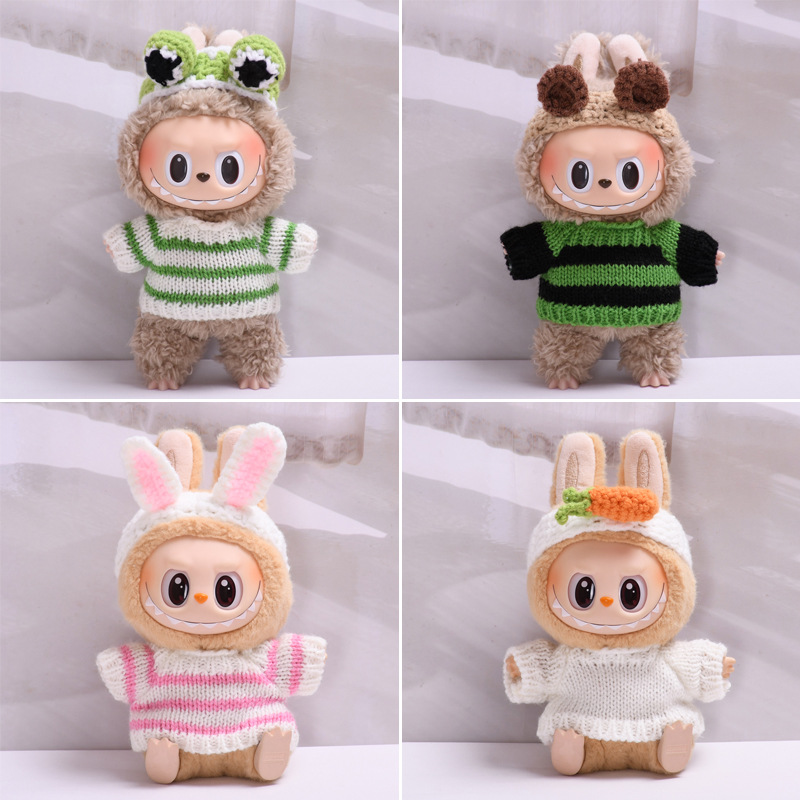 labubu衣服一二三代拉布布挂件条纹毛衣发带Labubu娃衣替换装配饰