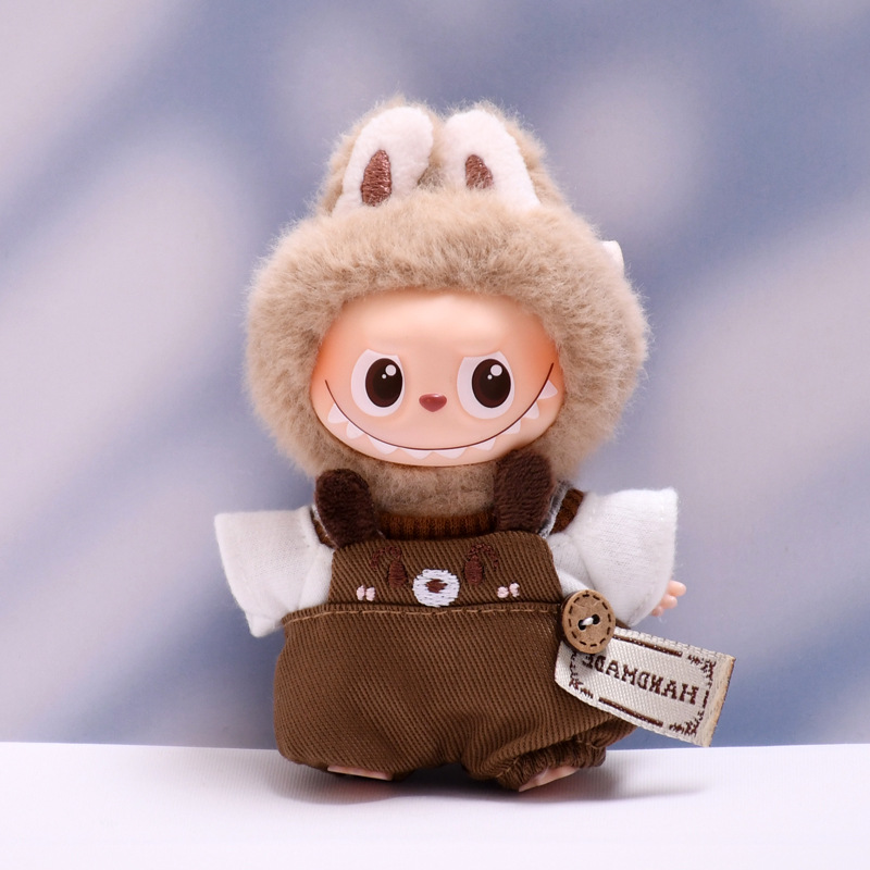 小狗背带裤娃衣心底密码四代搪胶挂件LABUBU4迷你拉布布衣服着替