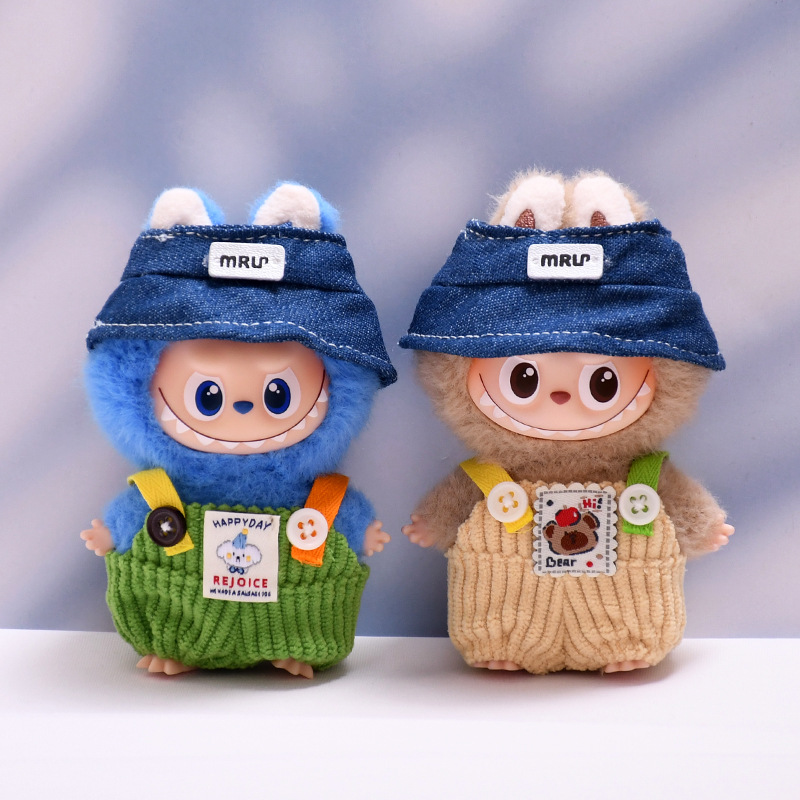 背带裤帽子娃衣四代心底密码搪胶挂件LABUBU4.0拉布布衣服着替