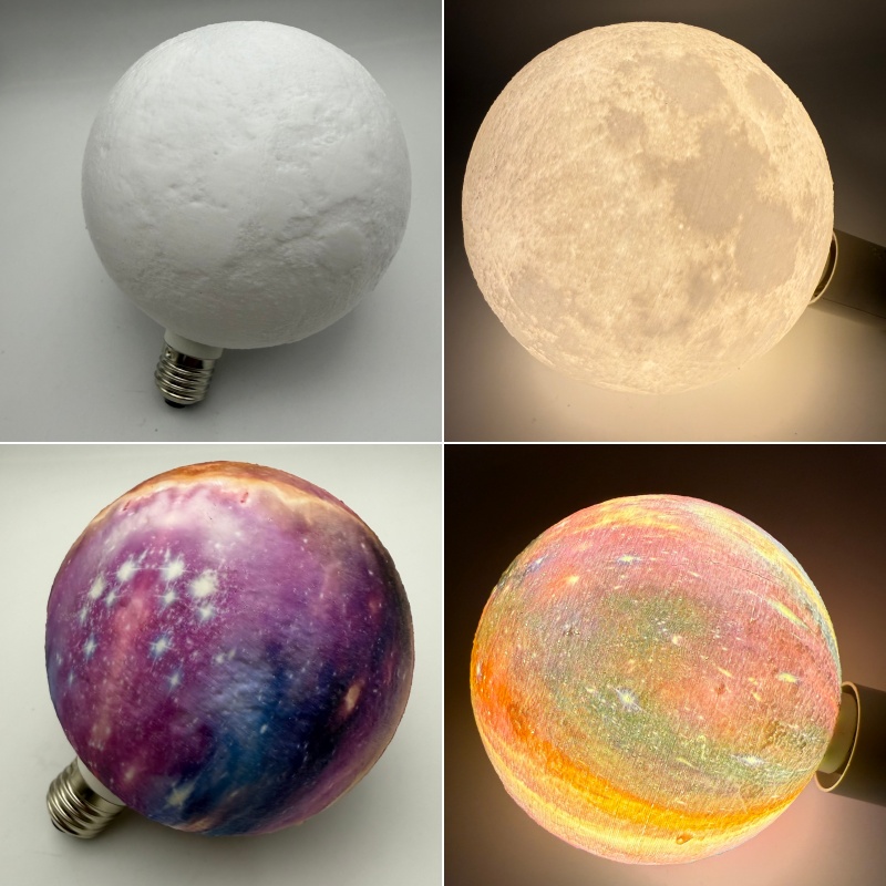 LED月球灯泡E27螺口3d打印节能