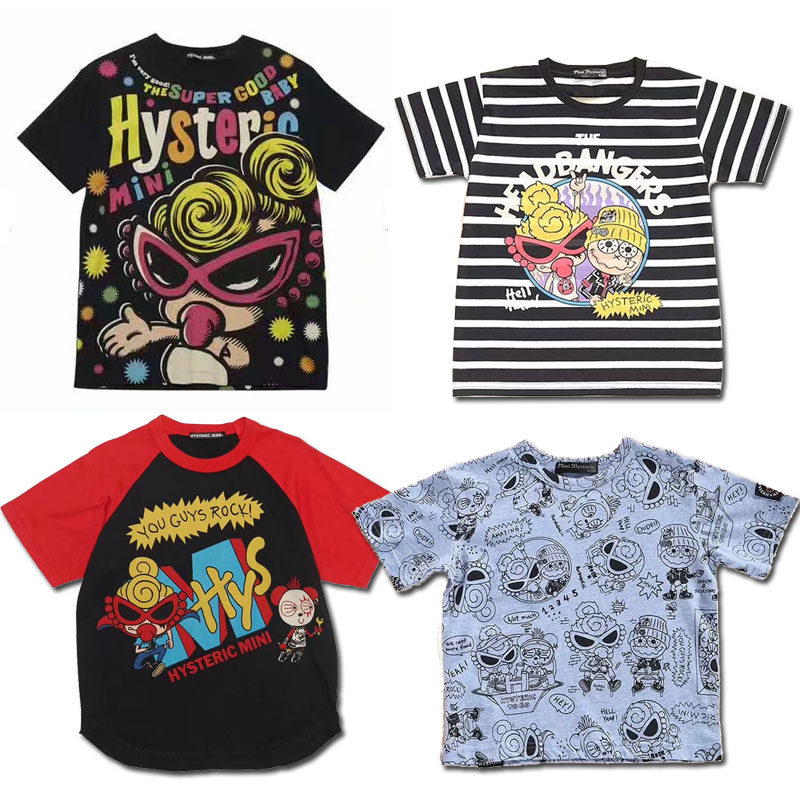 潮牌黑超童装夏季卡通条纹童装短袖t恤男女童纯棉中小童宝宝上衣