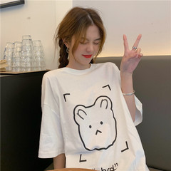 Real shot summer short sleeve bear Shirt Short Sleeve Top