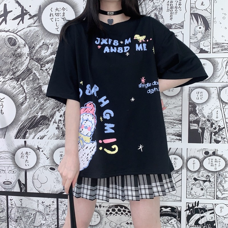 Real shooting sweet cool loose short sleeve T-shirt for women