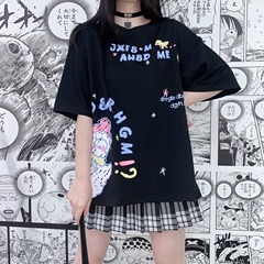 Real shooting sweet cool loose short sleeve T-shirt for women