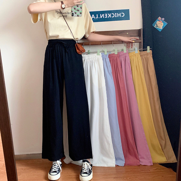 Real shot high waist ice silk cloud pants wide leg pants women's summer Satin floor sweeping straight casual pants
