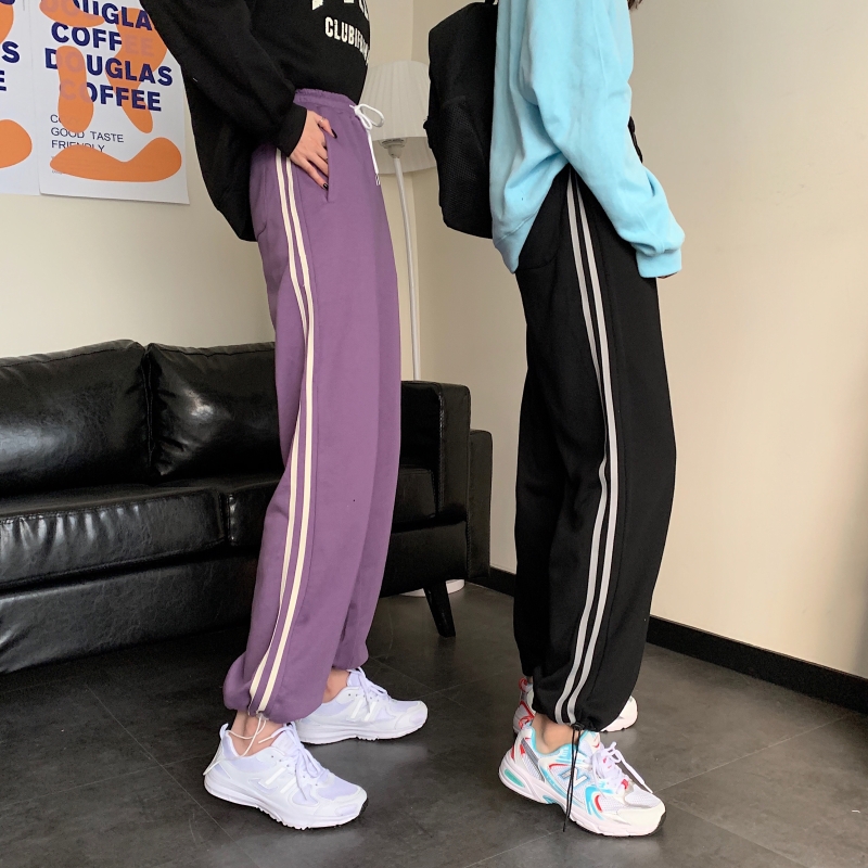 Real photo of 2021 spring and autumn women's sports pants, Harem Pants, legged casual pants