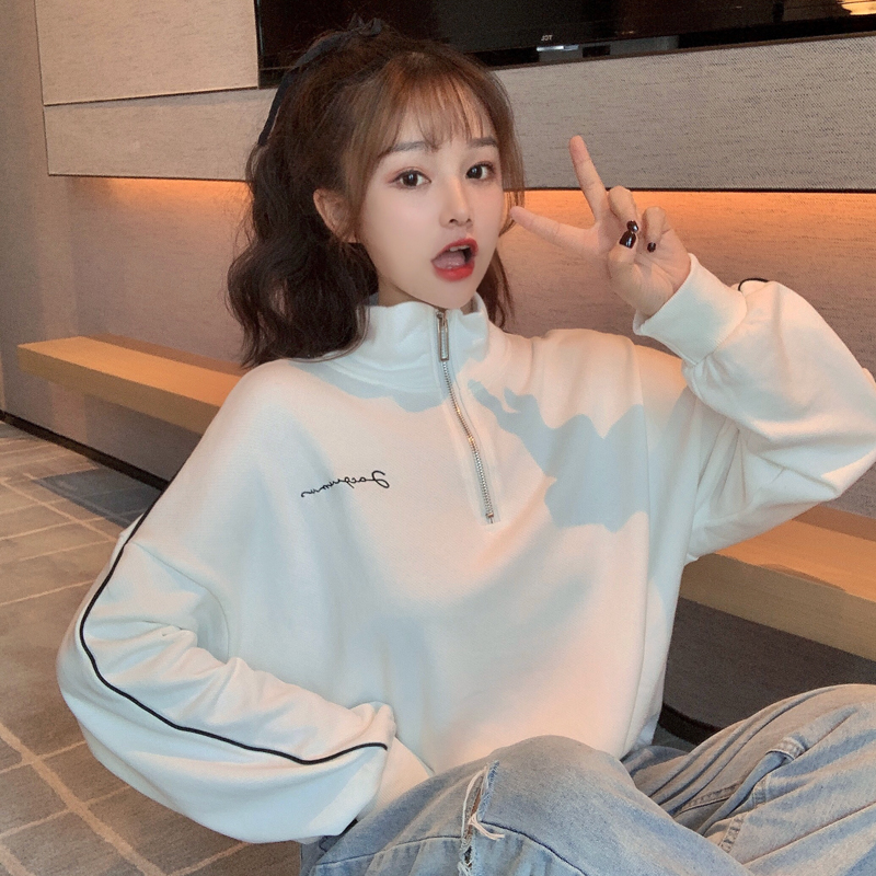 Real photo of 2021 spring and autumn new thin sweater women's half high collar top