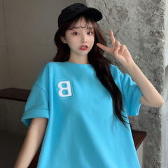 實拍夏裝新品鐳射字母短袖恤女