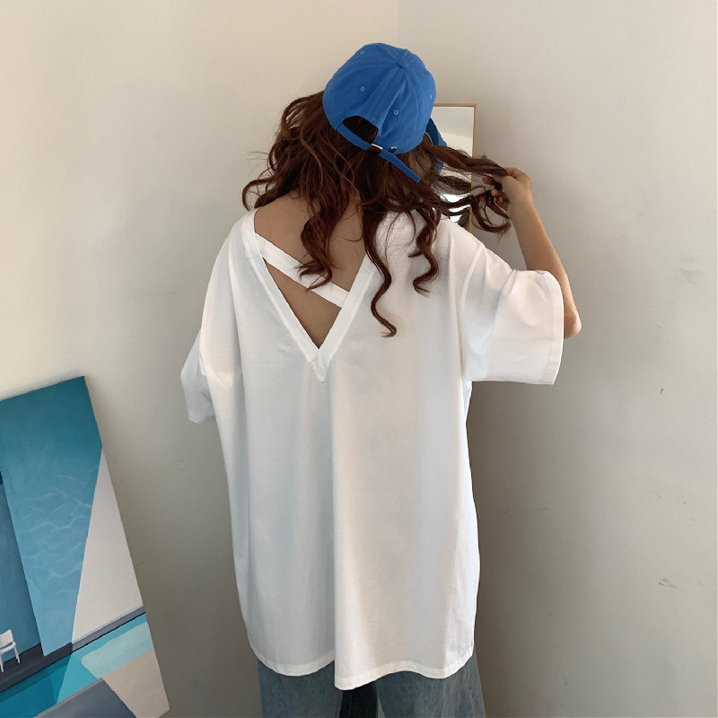 Women's open back and versatile T-shirt