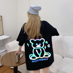 Photo 2021 fashion brand reflective bear short sleeve T-shirt