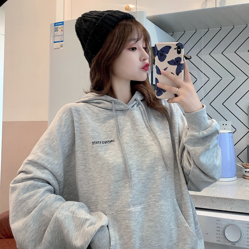 Real shooting of 2021 spring and autumn new thin type of sweater women's hooded top