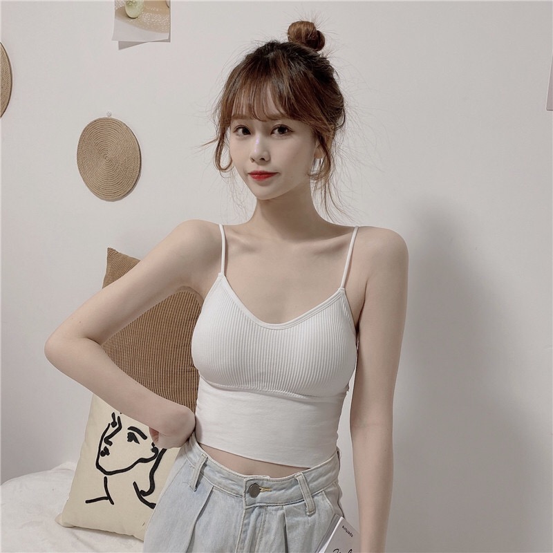 Real shot real price beautiful back suspender vest net red popular style one-piece women's jacket with chest cushion