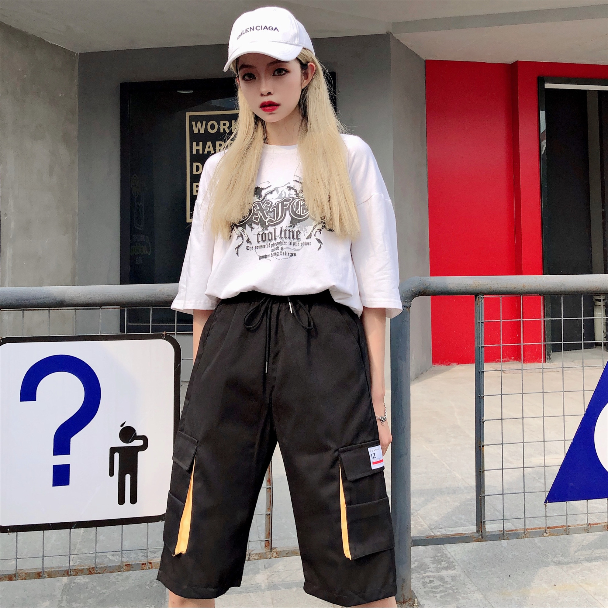 Real photo 2021 overalls shorts women's summer loose casual pants and fashionable sports pants