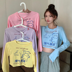 Cartoon short long sleeve T-shirt