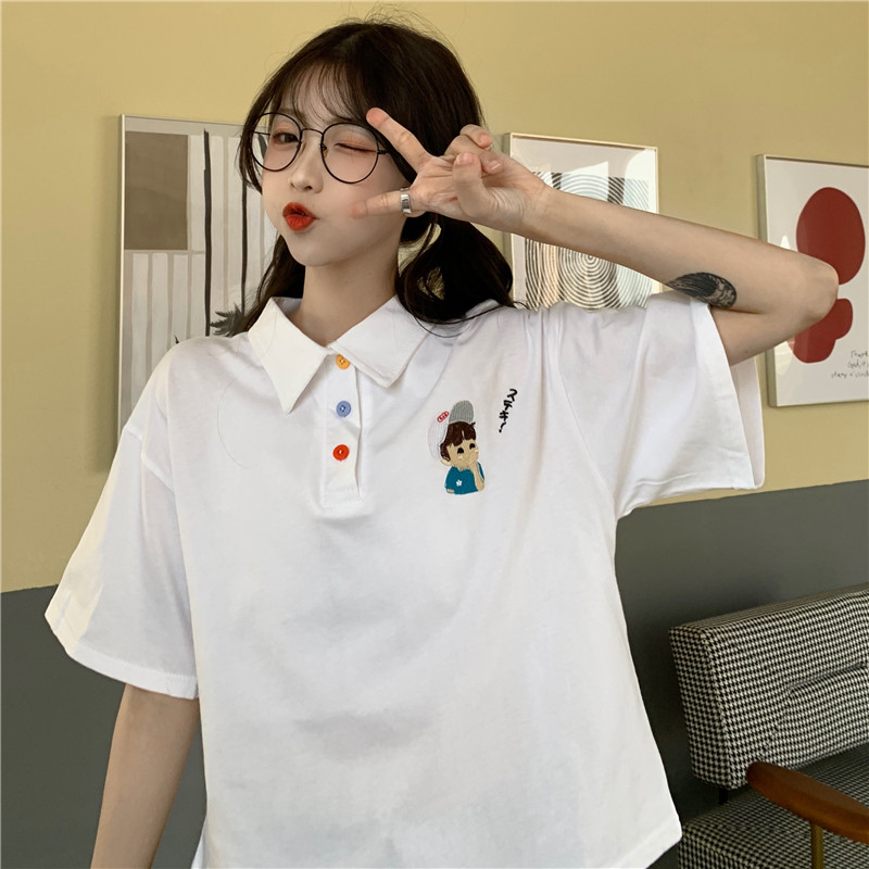 Photo of 2021 summer Polo neck short sleeve short embroidered shirt