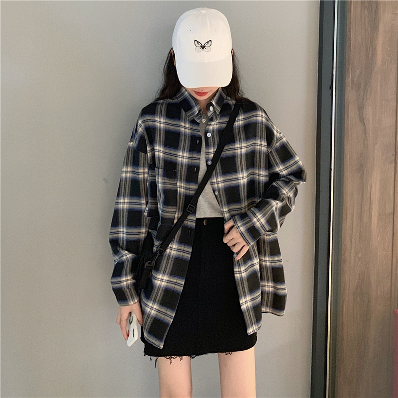 Real photo of 2021 spring dress retro Plaid Shirt