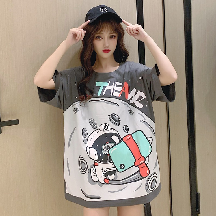 Real shot 2021 short sleeve t-shirt female summer Hong Kong Style loose Korean version ins fashion Harajuku style
