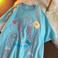 官圖2021夏新款韓版圓領學生上衣大碼女裝