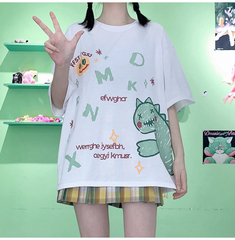 Real shot short sleeve t-shirt female 2021 summer new loose sweet cool Japanese anime top
