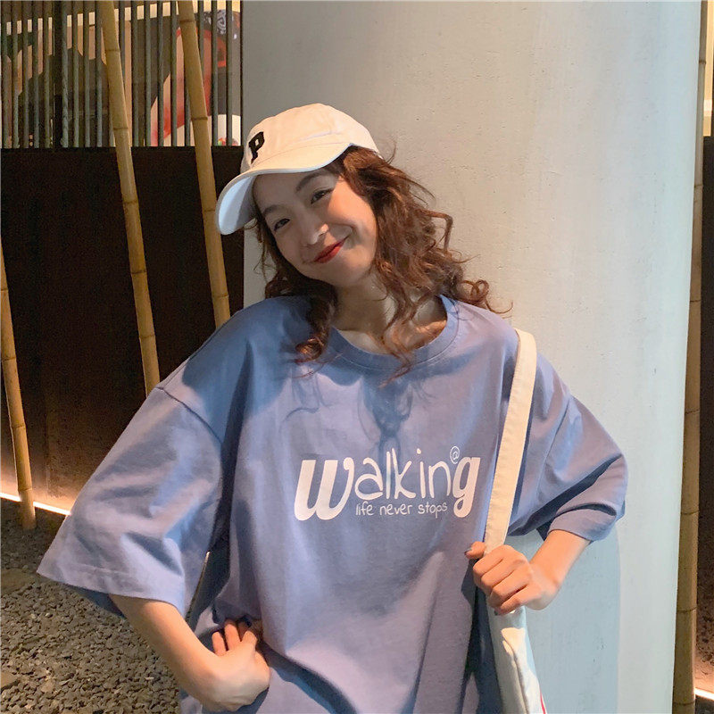 Real shot Summer Short Sleeve T-Shirt women's new large letters