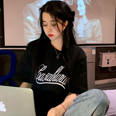 實拍重工立體刺繡新款短袖恤女