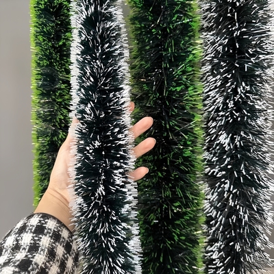 圣诞节装饰绿色雪花毛条氛围布置