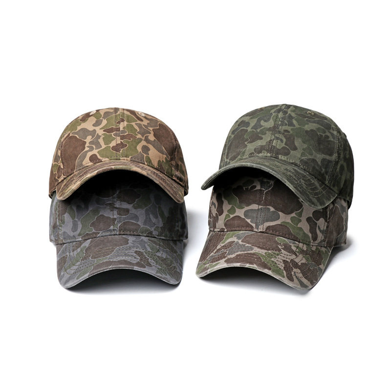 美式迷彩短檐鸭舌帽男女街头个性工装机能嘻哈棒球帽户外登山帽子