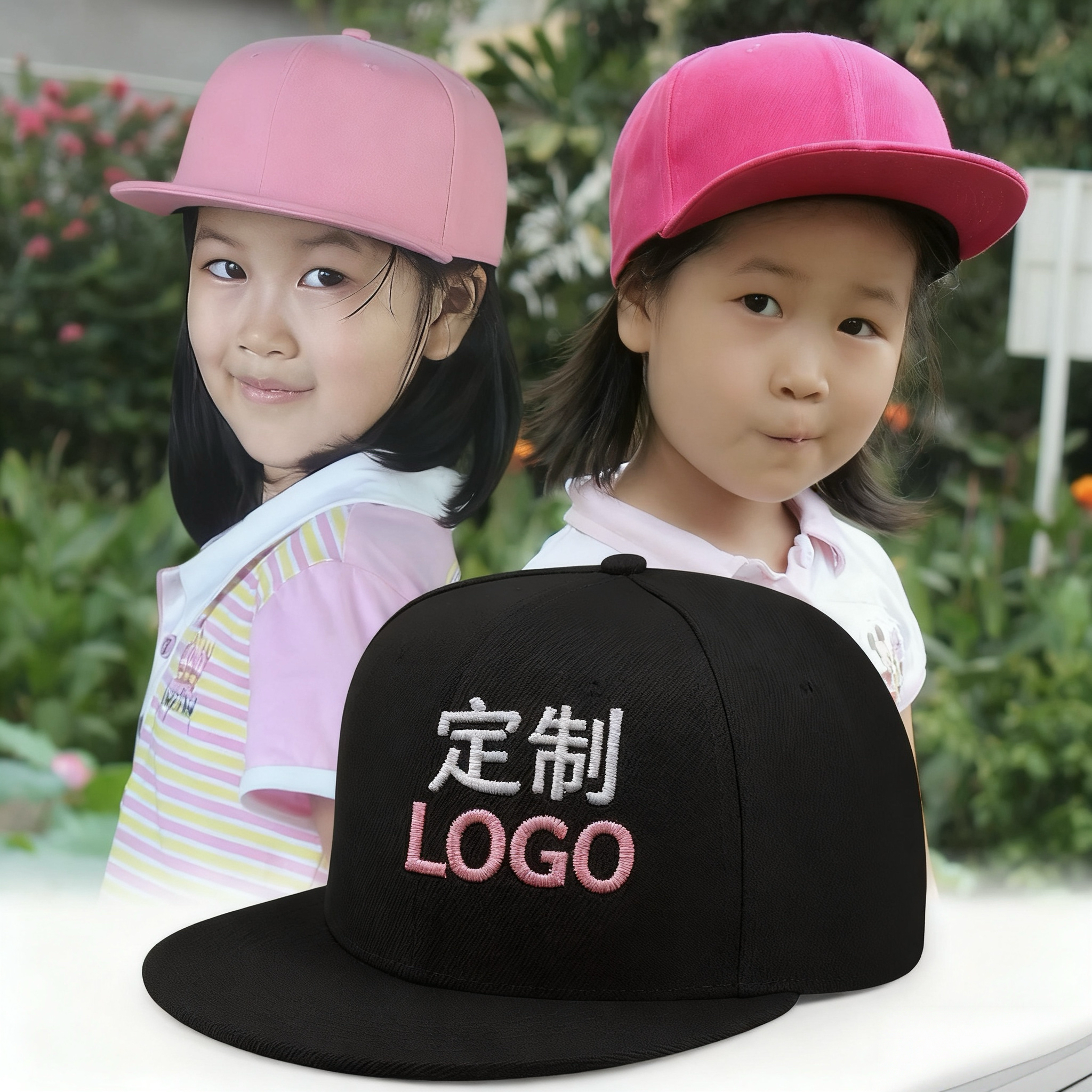 儿童平沿棒球定制logo学生平板帽bboy嘻哈街舞帽小孩表演社团帽子