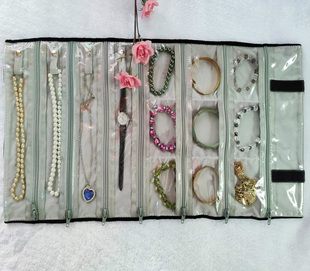 项链格子包珠宝首饰收纳包手链镯子玉坠袋子蜜蜡拉链饰品胶袋折叠