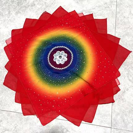 七彩新款东北大秧歌彩虹满天星舞台手绢二人转六层秧歌手绢奥钻