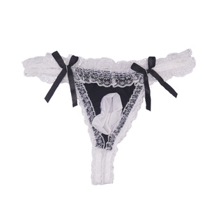 内裤蕾丝双丁字款女男士兜蛋三角蛋兜子系带男性可解jj套绑带私处