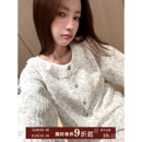 花边圆领可外出家居服套装 JoyceBra 碎花兔子夹棉睡衣女秋冬新款