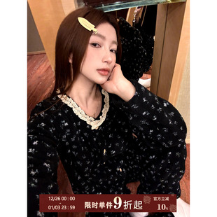 蕾丝花边开衫 女2025冬季 可外穿家居服 碎花圆领睡衣套装 JoyceBra