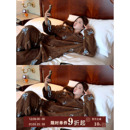 JoyceBra蝴蝶结印花连帽珊瑚绒睡衣女冬季 加厚防寒保暖家居服套装