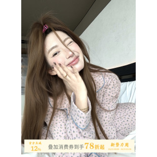 JoyceBra 女春夏宽松舒适休闲外穿家居服 田园小碎花纯棉睡衣套装