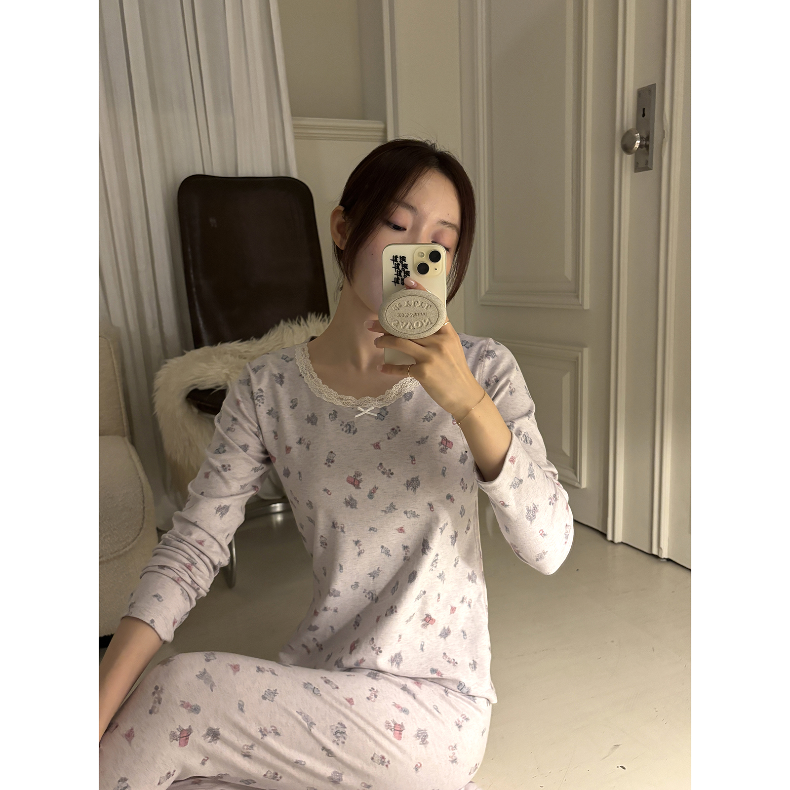 JoyceBra保暖内衣女秋冬碎花蕾丝