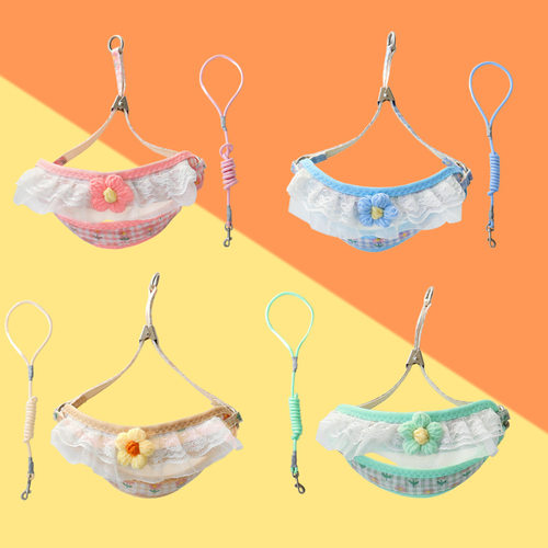 Cute Floral Dog Harness and Leash Set for Small Dogs Cats
