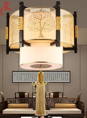 中式吊灯实木客厅灯餐厅包厢仿古木艺茶楼灯走廊大厅工程灯书房灯