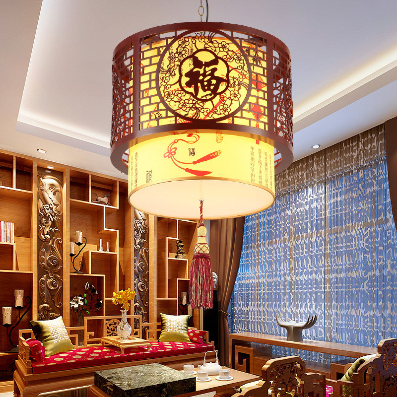 中式餐厅吊灯酒店复古圆形饭店灯笼火锅店过道中国风茶楼包厢灯具
