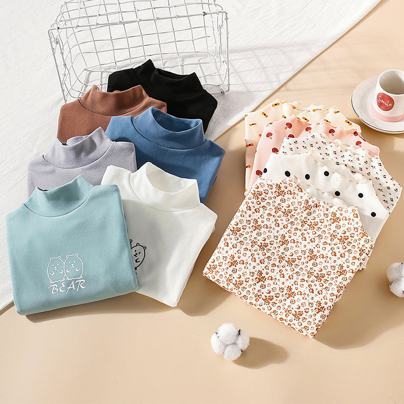 儿童德绒保暖衣秋冬装半高领男童长袖男孩内衣女童打底衫宝宝上衣