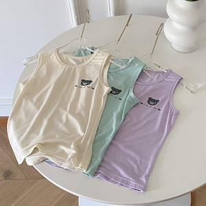 儿童背心莫代尔夏季薄款无痕冰丝夏装男童女童中大童宝宝内穿无袖