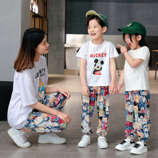 女童防蚊裤夏季棉绸薄款男童冰丝儿童灯笼裤子人造棉宝宝睡裤纯棉