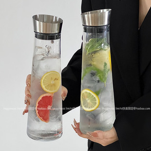 高级感ins玻璃扎壶柠檬果汁壶茶壶餐厅酒壶大容量饮料壶冷水壶