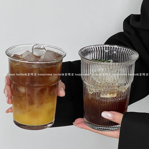 玻璃杯冰美式咖啡杯果汁杯果茶杯鸡尾酒杯餐厅竹节杯牛奶杯早餐杯